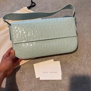 NWT $700 By Far Manu Blue Leather Bag
